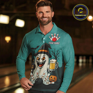 Funny Ghostly Beer Bowling Halloween Shirt For Men Custom Bowling Team Jersey Outfit TDM4945
