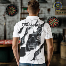 Load image into Gallery viewer, Personalized Skull White Grunge Darts Polo And Quarter-Zip Shirts For Men Custom Dart Team Jerseys TDM2922