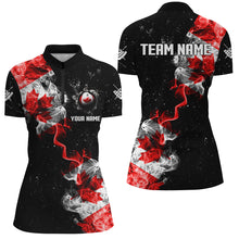 Load image into Gallery viewer, Personalize Grunge Canada Flag Smoke Billiard Shirts For Women, Patriotic Billiard Jerseys Uniform TDM2162