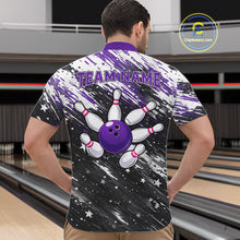 Load image into Gallery viewer, Personalized Grunge Bowling Shirt For Men Custom Bowling Polo &amp; 1/4 Zip, Bowling Uniform |Purple TDM6274