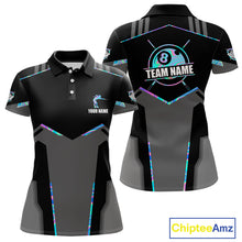 Load image into Gallery viewer, Holographic 8 Ball Billiard Jersey For Women Custom Polo &amp; 1/4 Zip Billiard Shirts, Pool Team Shirt TDM5882