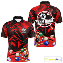Load image into Gallery viewer, Red 8 Ball Billiard Shirt For Men Custom Billiard Tournament Pool Team Jersey Polo &amp; 1/4 Zip TDM6025