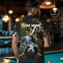 Load image into Gallery viewer, Custom Green Camo 8 Ball Pool Smoke Billiard Shirt For Men, Billiard Team Jersey Polo &amp; 1/4 Zip TDM6032