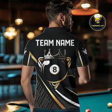 Load image into Gallery viewer, Personalized Golden 8 Ball Pool Crown Billiard Shirt For Men, Billiard Team Jersey Polo &amp; 1/4 Zip TDM5904