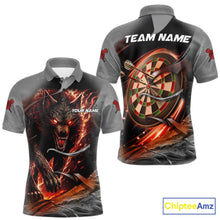 Load image into Gallery viewer, Personalized Wolf Lightning Darts Shirt For Men, Darts Team Jersey Polo &amp; 1/4 Zip |Orange TDM6304