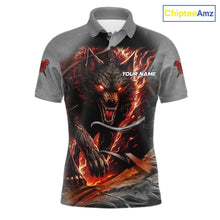Load image into Gallery viewer, Personalized Wolf Lightning Darts Shirt For Men, Darts Team Jersey Polo &amp; 1/4 Zip |Orange TDM6304