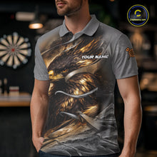 Load image into Gallery viewer, Personalized Eagle Lightning Darts Shirt For Men, Darts Team Jersey Polo &amp; 1/4 Zip |Gold TDM6306