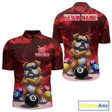 Load image into Gallery viewer, Funny Bulldog Pool Balls Billiard Shirt For Men Custom Billiard Team Jersey Polo &amp; 1/4 Zip |Red TDM6477