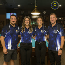 Load image into Gallery viewer, Blue 8 Ball &amp; 9 Ball Pool Billiard Shirt For Women Custom Geometric Billiard Jersey Polo &amp; 1/4 Zip TDM6482