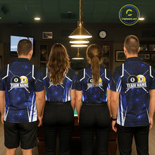 Load image into Gallery viewer, Blue 8 Ball &amp; 9 Ball Pool Billiard Shirt For Women Custom Geometric Billiard Jersey Polo &amp; 1/4 Zip TDM6482