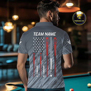Personalized Billiard US Flag 8 Ball Pool Shirt For Men, Billiard Team Jersey Polo & 1/4 Zip TDM4989
