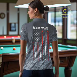 Personalized Billiard US Flag 8 Ball Pool Shirt For Women, Billiard Team Jersey Polo & 1/4 Zip TDM4989
