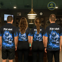 Load image into Gallery viewer, Blue Flaming Skull 8 Ball Billiard Shirt For Women Custom Pool Team Jersey Polo &amp; Quarter Zip TDM5422