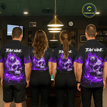 Load image into Gallery viewer, Purple Flaming Skull 8 Ball Billiard Shirt For Men Custom Pool Team Jersey Polo &amp; Quarter Zip TDM5423