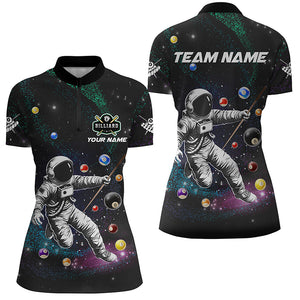 Personalized Astronaut Playing Billiard 3D Women Quarter-Zip Shirt, Funny Billiard Apparel TDM1425