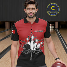 Load image into Gallery viewer, Man Wearing Canada Bowling Polo Shirt Front View Custom Bowling Team Jersey