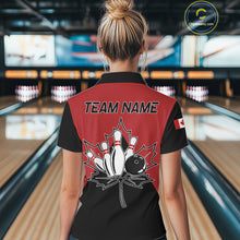Load image into Gallery viewer, Woman Wearing Canada Bowling Polo Shirt Back View Personalized Bowling Team Jersey