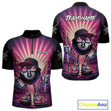 Load image into Gallery viewer, Funny 8 Ball Pool Neon Graffiti Billiard Shirt For Men Custom Billiard Jersey Team Polo &amp; 1/4 Zip TDM5443