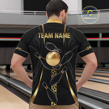 Load image into Gallery viewer, Custom Black And Gold Bowling Shirt For Men, Bowling Tournament Team Jersey Polo &amp; 1/4 Zip TDM6318
