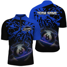 Load image into Gallery viewer, Personalized Blue Billiard Ball 8 Thunder Pool Shirts For Men Custom Billiard Jerseys Short Sleeve TDM2484