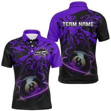 Load image into Gallery viewer, Personalized Purple Billiard Ball 8 Thunder Pool Shirts For Men Custom Billiard Jersey Short Sleeve TDM2485