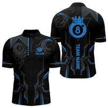 Load image into Gallery viewer, Customized 8 Ball Pool Crown Men Billiard Shirts, Blue And Black Billiard Team Shirts, Pool Jerseys TDM3563