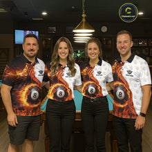 Load image into Gallery viewer, Orange Flaming 8 Ball Pool Billiard Shirt For Men Custom Billiard Team Jersey Polo &amp; 1/4 Zip TDM5925