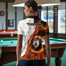 Load image into Gallery viewer, Orange Flaming 8 Ball Pool Billiard Shirt For Women Custom Billiard Team Jersey Polo &amp; 1/4 Zip TDM5925