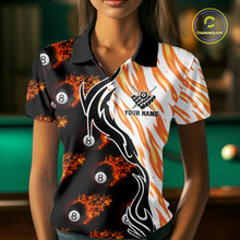 Load image into Gallery viewer, Personalized Fire Flame 8 Ball Pool Billiard Shirt For Women, Billiard Team Jersey Polo &amp; 1/4 Zip TDM5926
