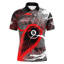 Load image into Gallery viewer, Red Grunge 8 Ball Pool Custom Billiard Shirts For Men, Billiard Team Jerseys Polo 1/4 Zip TDM6073