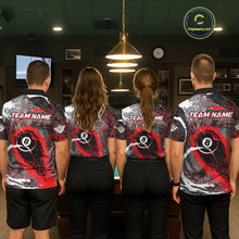Load image into Gallery viewer, Red Grunge 8 Ball Pool Custom Billiard Shirts For Men, Billiard Team Jerseys Polo 1/4 Zip TDM6073