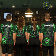 Load image into Gallery viewer, Green Grim Reaper 8 Ball Billiard Shirt For Men Custom Lightning Billiard Team Jersey Polo, 1/4 Zip TDM6326