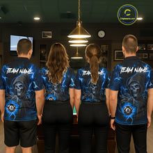Load image into Gallery viewer, Blue Grim Reaper 8 Ball Billiard Shirt For Men Custom Lightning Billiard Team Jersey Polo, 1/4 Zip TDM6327
