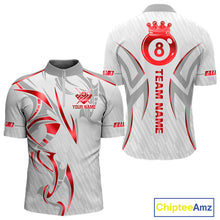 Load image into Gallery viewer, White And Red Crown 8 Ball Men's Billiards Shirts Custom Billiard Jersey Team Polo &amp; 1/4 Zip TDM5212