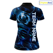 Load image into Gallery viewer, Blue 8 Ball Pool Lighting Billiard Shirt For Women Custom Glowing Billiard Team Jersey Polo, 1/4 Zip TDM6332
