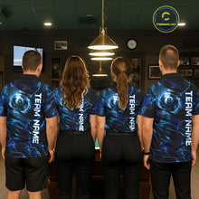 Load image into Gallery viewer, Blue 8 Ball Pool Lighting Billiard Shirt For Women Custom Glowing Billiard Team Jersey Polo, 1/4 Zip TDM6332
