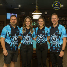 Load image into Gallery viewer, Black And Blue 8 Ball Pool Ice Billiard Shirt For Men, Funny Pool Team Jersey Polo &amp; 1/4 Zip TDM6338