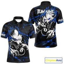 Load image into Gallery viewer, Personalized Thunder Lightning Wolf Billiard Shirts For Men Custom Billiard Team Jerseys |Blue TDM5466