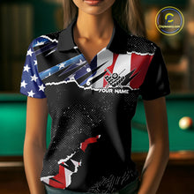 Load image into Gallery viewer, Custom Grunge American Flag Billiard Shirt For Women, Patriotic Pool Team Jersey Polo &amp; 1/4 Zip TDM5927