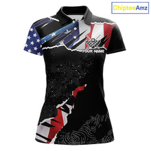 Load image into Gallery viewer, Custom Grunge American Flag Billiard Shirt For Women, Patriotic Pool Team Jersey Polo &amp; 1/4 Zip TDM5927