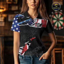 Load image into Gallery viewer, Custom Grunge American Flag Darts Shirt For Women, Patriotic Darts Team Jersey Polo &amp; 1/4 Zip TDM5929