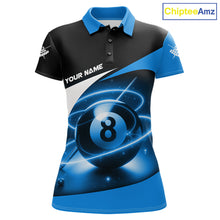 Load image into Gallery viewer, Blue 8 Ball Pool Billiard Shirt For Women Custom Glowing Billiard Team Jersey Polo &amp; 1/4 Zip TDM6341