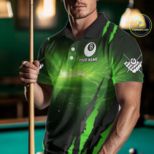 Load image into Gallery viewer, Personalized Thunder Lightning Cobra Snake Men Billiard Shirt, 8 Ball Billiard Team Jerseys |Green TDM2750