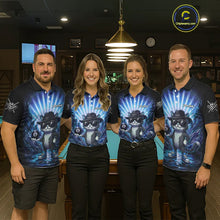 Load image into Gallery viewer, Funny Cat 8 Ball Billiard Shirt For Men Custom Blue Neon Graffiti Billiard Jersey Polo &amp; 1/4 Zip TDM5742