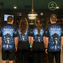 Load image into Gallery viewer, Funny Cat 8 Ball Billiard Shirt For Men Custom Blue Neon Graffiti Billiard Jersey Polo &amp; 1/4 Zip TDM5742