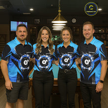 Load image into Gallery viewer, Funny Break 8 Ball Billiard Shirt For Women Custom Black And Blue Pool Team Jersey Polo, 1/4 Zip TDM6099