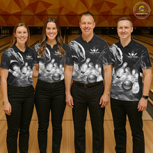 Load image into Gallery viewer, Black And White Custom Eagle Smoke Bowling Shirt For Men, Bowling Team Jersey Polo &amp; 1/4 Zip TDM6356