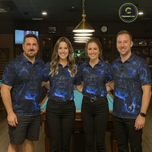 Load image into Gallery viewer, Blue 8 Ball Panther Fire Billiard Shirt For Women Custom Pool Team Shirt, Billiard League Jersey TDM5484
