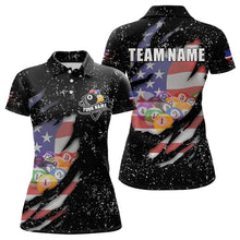 Load image into Gallery viewer, Personalized Grunge Black American Flag Billiard Shirts For Women Custom 8 Ball Pool Billiard Jersey TDM3743
