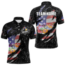 Load image into Gallery viewer, Personalized Grunge Black American Flag Billiard Shirts For Men Custom 8 Ball Pool Billiard Jersey TDM3743